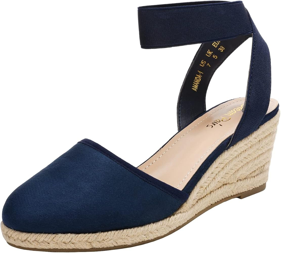 DREAM PAIRS Women's Elastic Ankle Strap Espadrilles Wedge Sandals | Amazon (US)