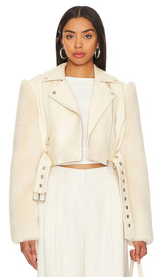 Florencia Moto Jacket in Sand Beige | Revolve Clothing (Global)