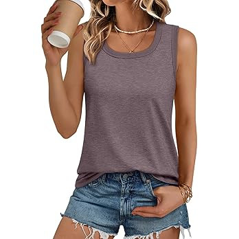 AUTOMET Womens Loose Fit Casual Flowy Tank Tops Square Neck Trendy Sleeveless Summer Tops Clothes... | Amazon (US)