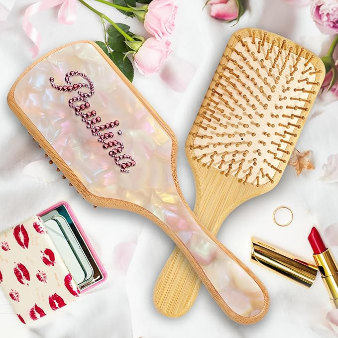 Hair Brushes for Women,Personalized Rhinestone Hair Brush with Name,Custom Marble Hairbrush,Handm... | Amazon (US)