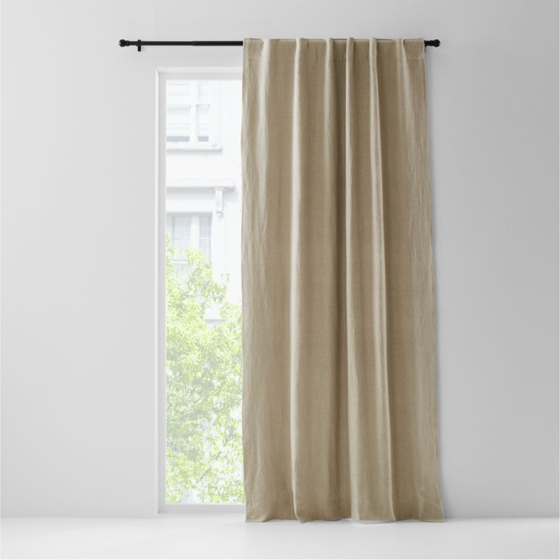 Warm Beige European Flax -Certified Linen Blackout Window Curtain Panel 52"x84" + Reviews | Crate... | Crate & Barrel