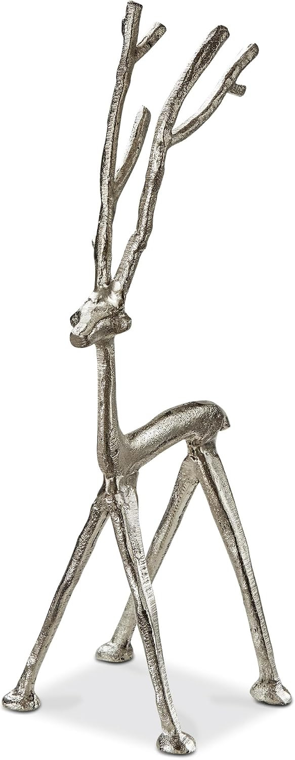 tag Large Cast Aluminum Reindeer Decorative Sculpture for Holiday Decor - Silver Christmas Accent, 15.75" H x 6" L x 5.5" W Silver | Amazon (US)