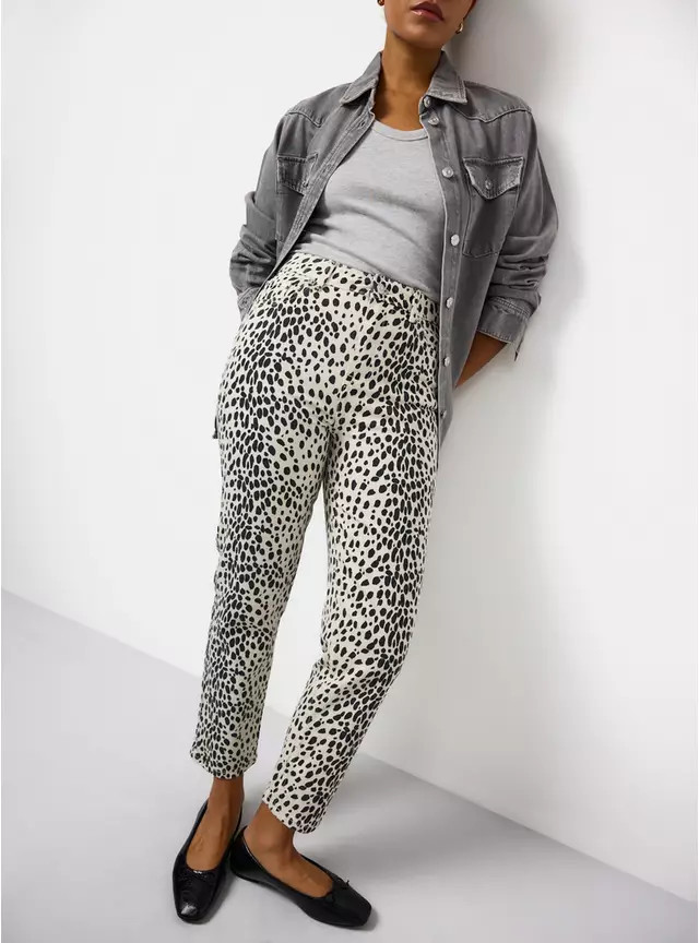 Dalmatian Printed Relaxed Straight Leg Denim Jeans 14R | Tu Clothing