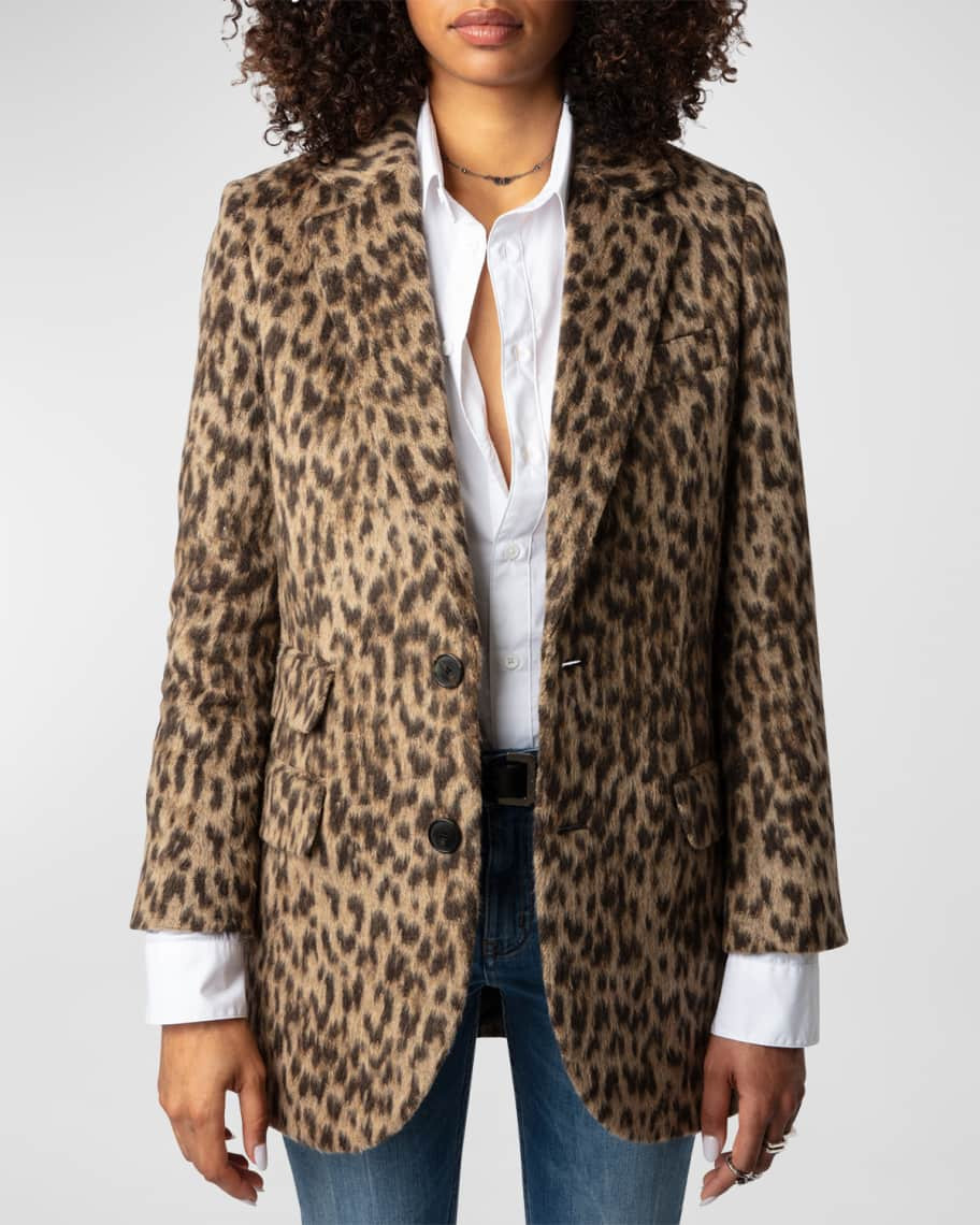 Zadig & Voltaire Violet Soft Wild Leopard-Print Blazer | Neiman Marcus