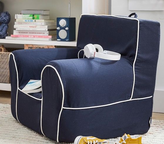 Navy with White Piping Anywhere Chair® | Pottery Barn Kids