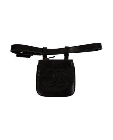 Chanel Vintage Lambskin CC Waist Bag Black | The RealReal