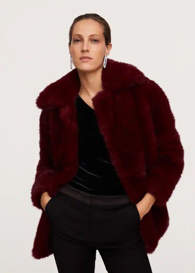 Lapels faux fur coat | MANGO (US)