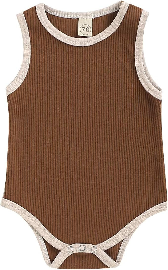 Unisex Babies Clothes Summer Onesie Sleeveless Bodysuits Halter Romper Jumpsuit for Boy Girls | Amazon (US)