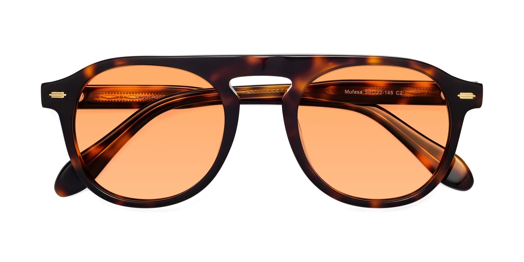 Tortoise Browline Wrap Around Grandpa Tinted Sunglasses with Medium Orange Sunwear Lenses - Mufas... | Yesglasses