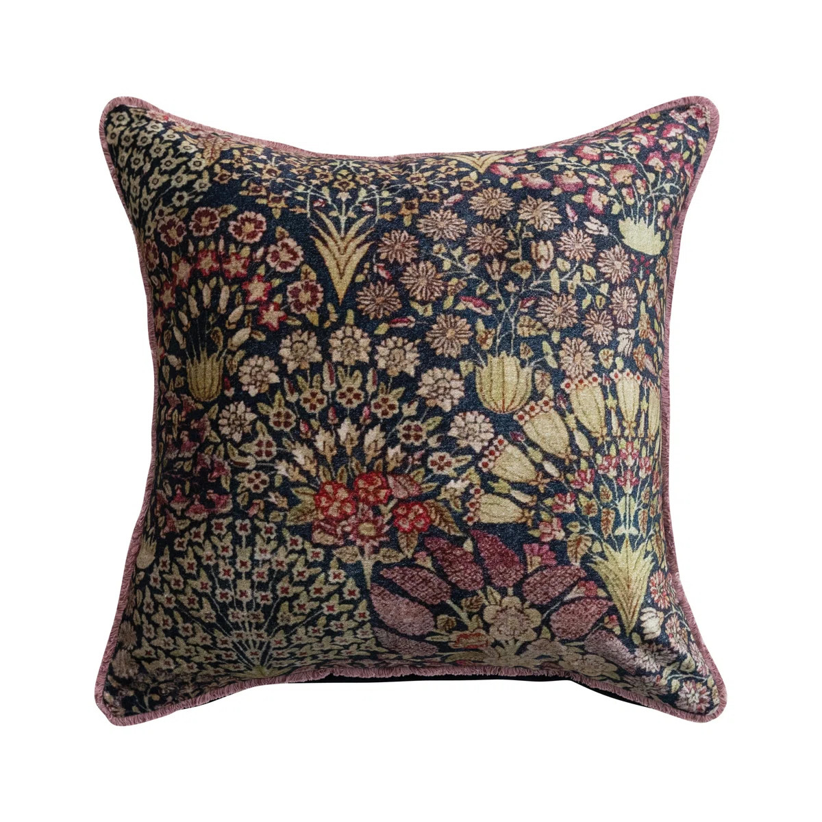 Botanical Print Eyelash Fringe Cotton Velvet Square Pillow | Wayfair North America