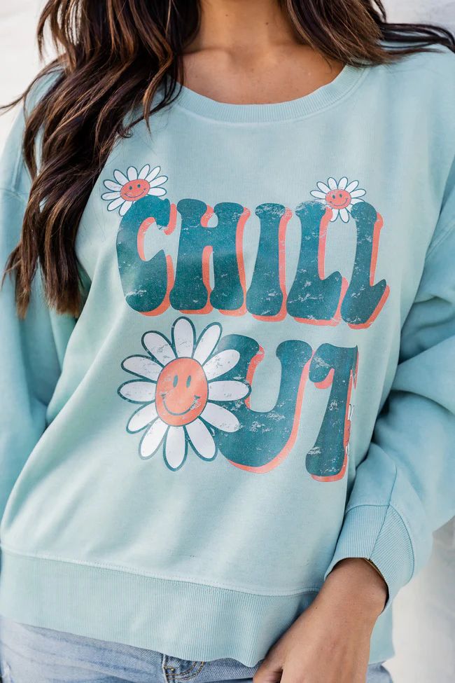Chill Out Mint Graphic Sweatshirt | Pink Lily