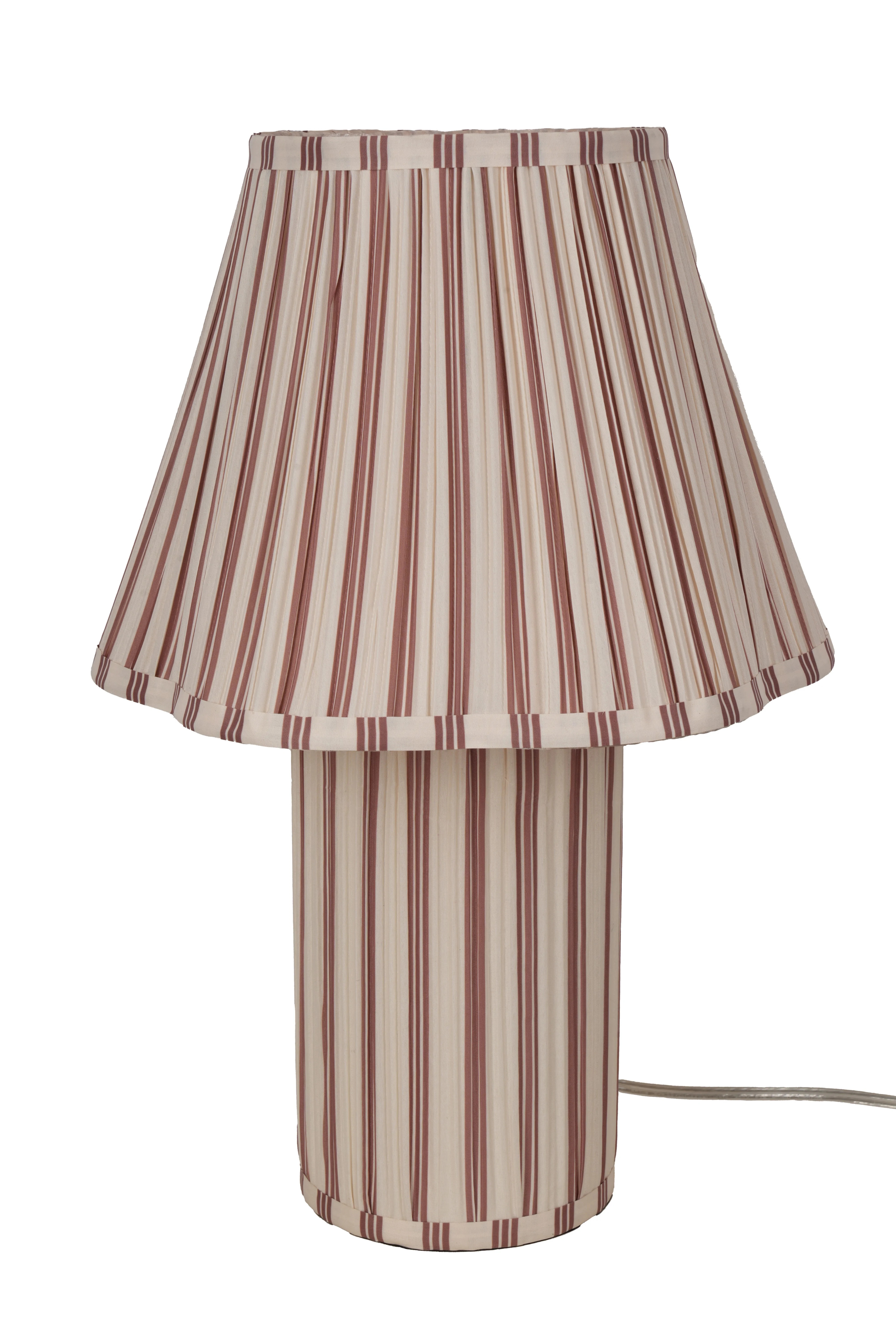 Beautiful 19" Cabana Stripe Fabric Lamp with Scalloped shade, Brown and Arctic White | Walmart (US)