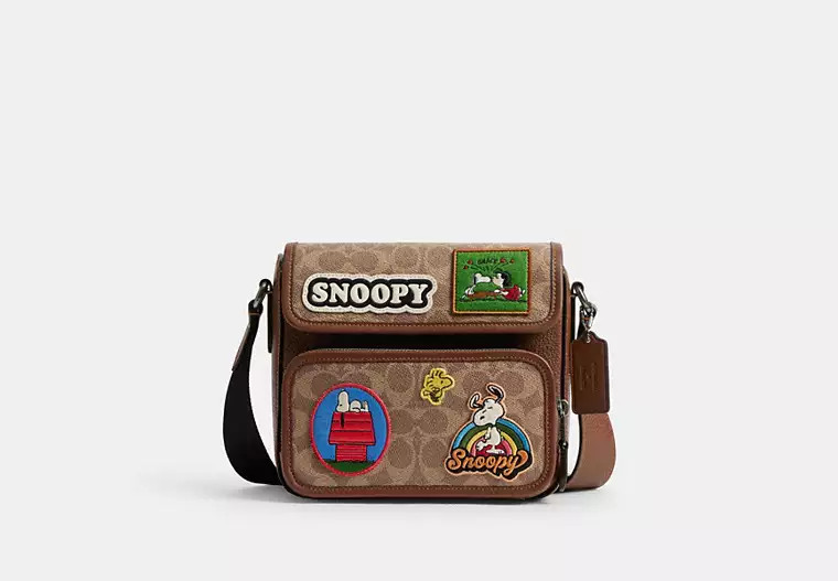 Coach X Peanuts Sullivan Flap Crossbody Bag In Signature Canvas With Patches | Coach Outlet US