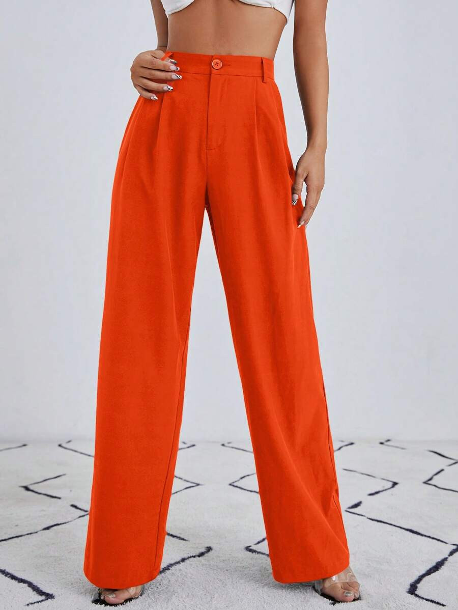 SHEIN Essnce Solid Zip Up Straight Leg Pants In Fall/Winter | SHEIN