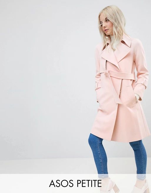 ASOS PETITE Bonded Trench with D-Rings | ASOS US