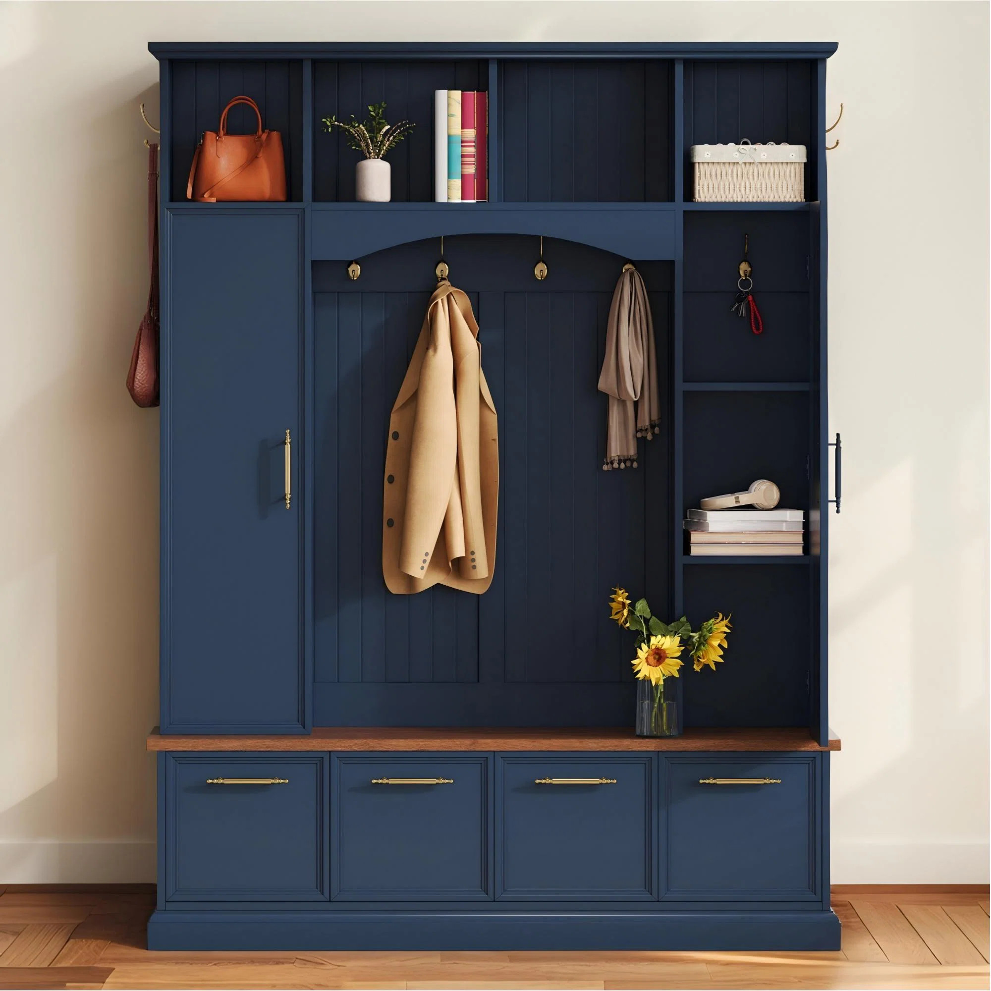 Hall Tree 59.03" Wide With Bench And Storage | Wayfair North America