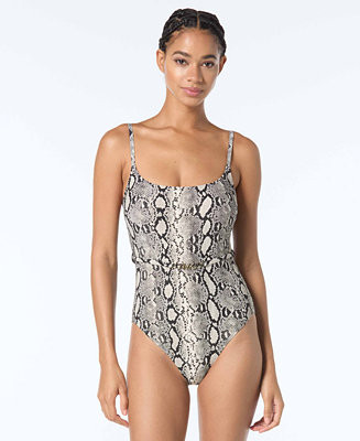 Michael Kors Women's Belted One Piece Swimsuit - Macy's | Macy's