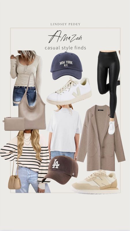 Amazon casual style fall fashion finds 



Amazon fashion , Amazon style , found it on Amazon , new on Amazon , Amazon for her , baseball cap , sneakers , new balance , vejas, cardigan , sweater , striped sweater , faux leather leggings , purse , handbag , Amazon essential , fall style , women’s style , fall outfit 

#LTKshoecrush #LTKstyletip #LTKfindsunder50