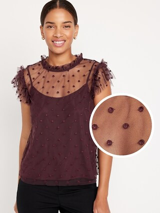 Ruffle-Trim Sheer Top for Women | Old Navy (US)