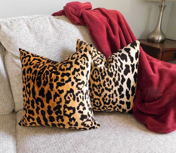 Braemore Jamil Velvet Cheetah Animal Print Pillow Cover Velvet Black & Tan Pillow Cover Leopard P... | Etsy (US)