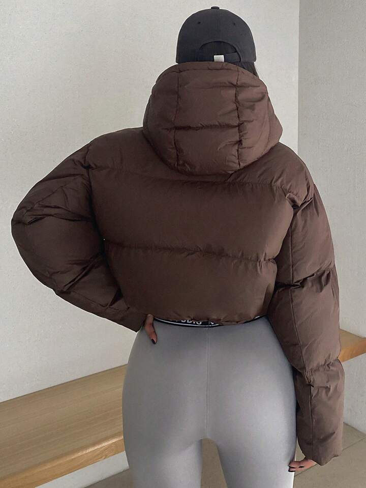 DAZY Women's Hooded Loose Fit Long Sleeve Padded Coat With Open Front ,Winter Women Clothes,Winte... | SHEIN