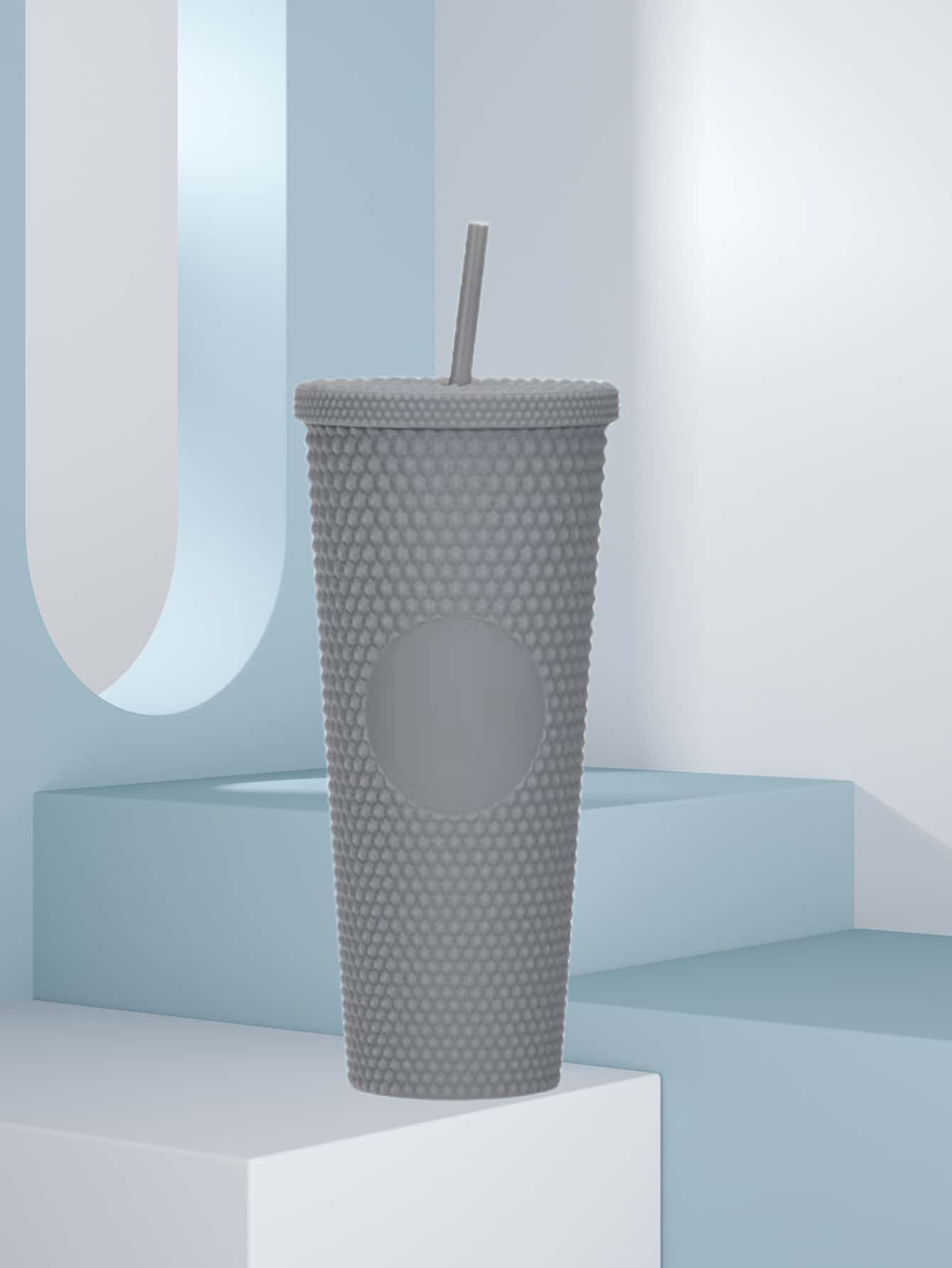 1pc PS Tumbler, Daily Plain Color Portable Water Bottle With Straw Lid For Household | SHEIN