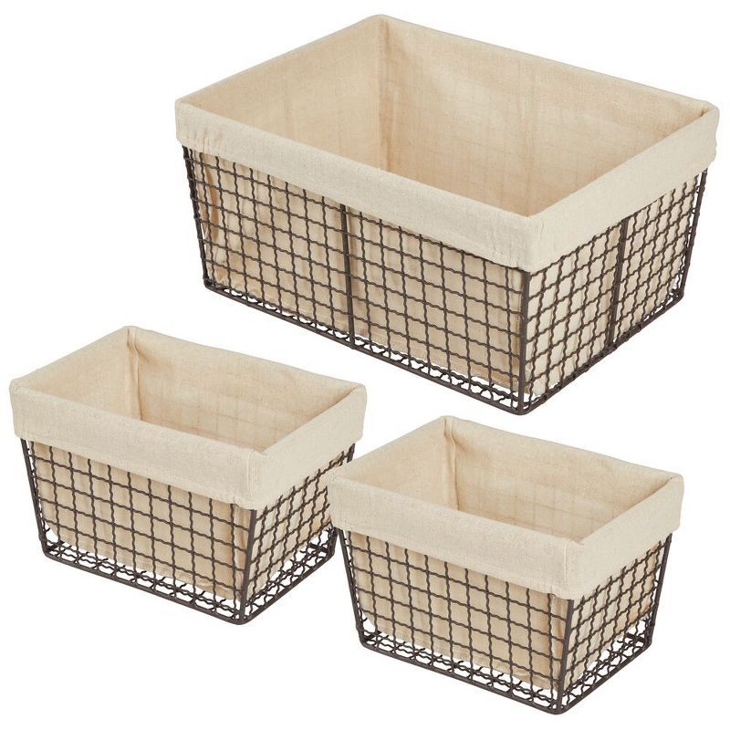 mDesign Home Kitchen Pantry Food Storage Basket Bin, Set/3 - Bronze/Natural | Target