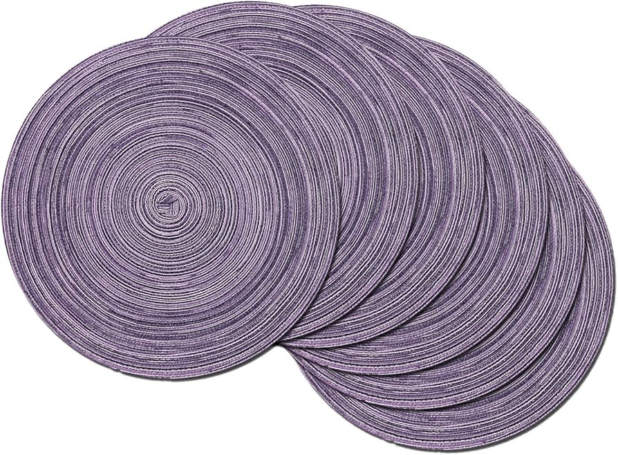 SHACOS Round Braided Placemats Set of 6 Round Placemats Cotton Blend Fabric Table Mats for Weddin... | Amazon (US)