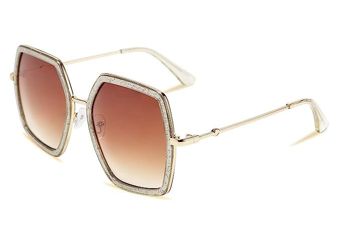 FEISEDY Oversized Geometric Sunglasses Fashion Women Irregular Hexagon Inspired Designer Style B2503 | Amazon (US)