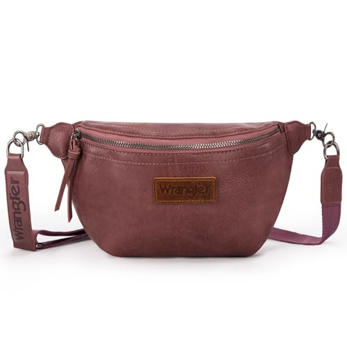 Wrangler Large Fanny Packs for Women Waist Bag Travel Belt Bags Crossbody Sling Purse Purple | Amazon (US)