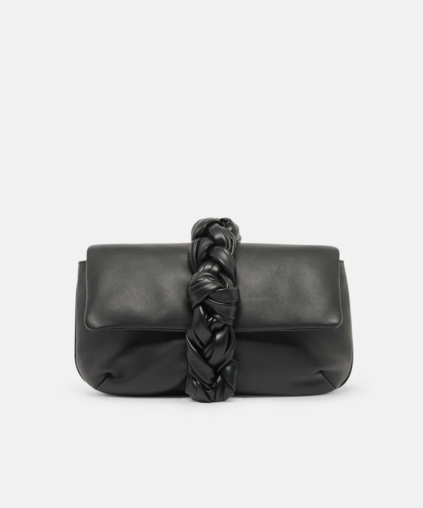 CARA CLUTCH BLACK SOFT NAPPA LEATHER | DolceVita.com