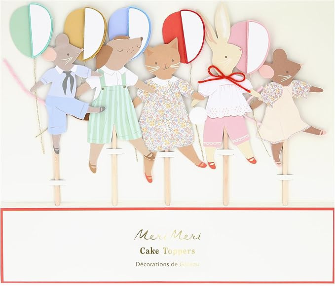 Meri Meri Animal Friends Cake Toppers (Set of 5), 5 Charming Animal Characters, 3D Honeycomb Ball... | Amazon (US)