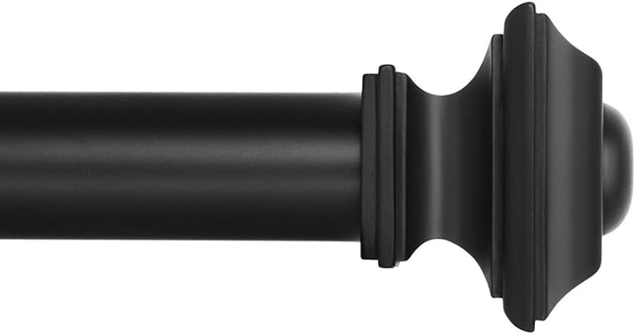 Ivilon Drapery Treatment Window Curtain Rod - Square Design 1 1/8 Rod. 72 to 144 Inch. Black | Amazon (US)
