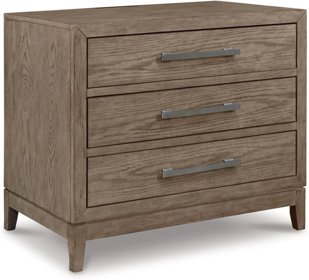 Signature Design by Ashley Chrestner Modern 3 Drawer Nightstand with USB Ports, Natural Brown | Amazon (US)