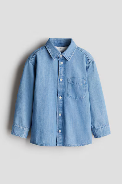 H & M - Cotton Denim Shirt - Blue | H&M (US + CA)