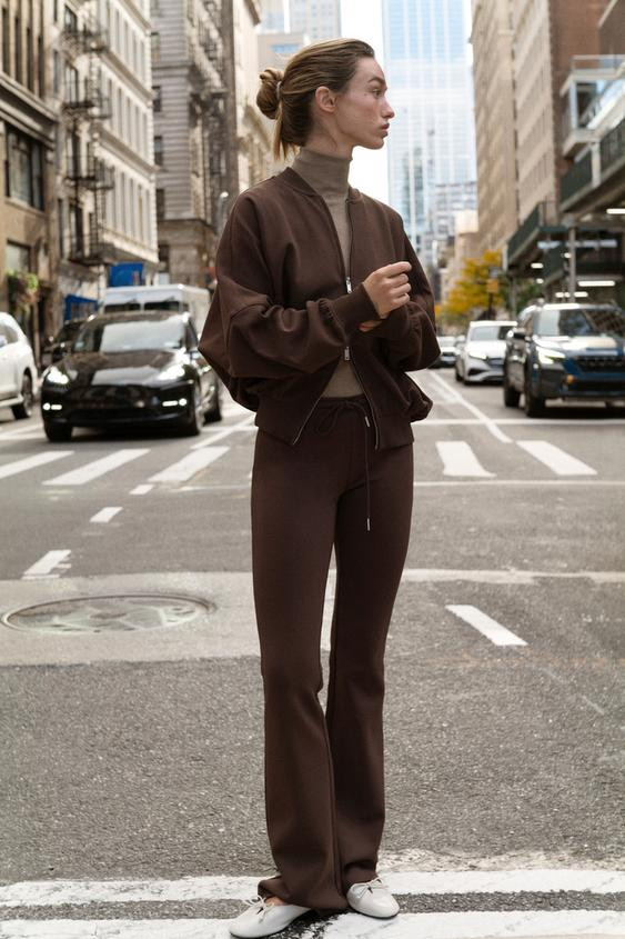 INTERLOCK FLARE TROUSERS | Zara UK