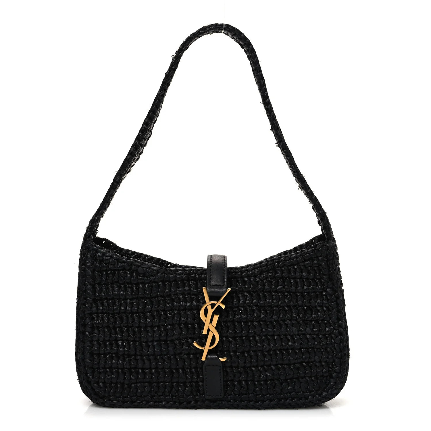 Raffia Calfskin Le 5 A 7 Mini Hobo Black | FASHIONPHILE (US)
