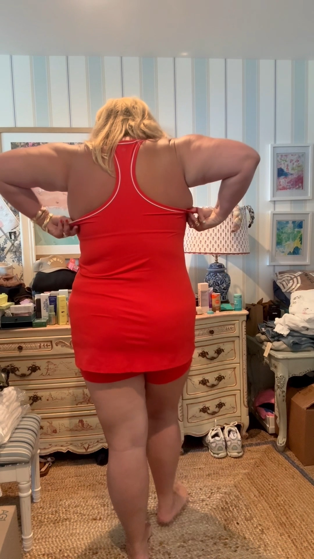 I live for a one and done athletic dress, make the outfit, includes undergarments situation! XXS - XXXL, I’m in the biggest size -  as a reminder I’m 6’2 an wear a 22. 

Comment ‘shop’ for the link! 