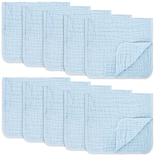 Muslin Burp Cloths 10 Pack Large 100% Cotton Hand Washcloths 6 Layers Extra Absorbent and Soft (B... | Amazon (US)