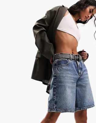 ASOS DESIGN denim bermuda shorts in midwash blue | ASOS (Global)