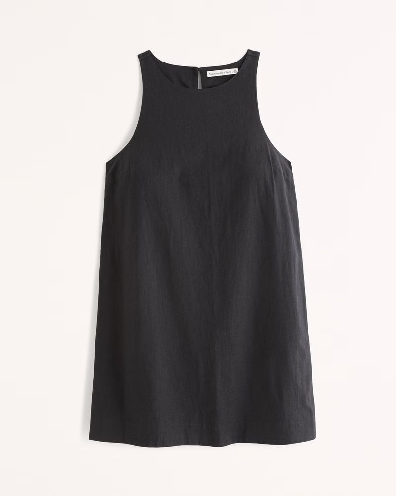 High-Neck Linen-Blend Mini Dress | Abercrombie & Fitch (US)