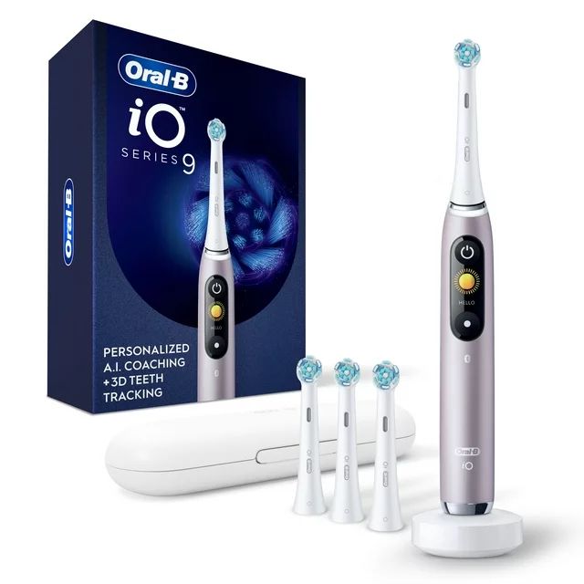 Oral-B iO Series 9 Electric Toothbrush with 4 Brush Heads, Rose Quartz | Walmart (US)
