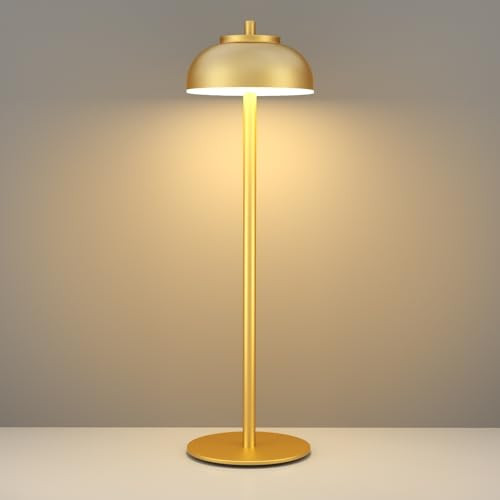 Gold Cordless Table Lamp Rechargeable,Small Battery Operated Lamp,Portable Wireless Led Table Lamp for Home Restaurant Dinner Bar Living Room Bedroom Bedside/Outdoor Patio | Amazon (US)