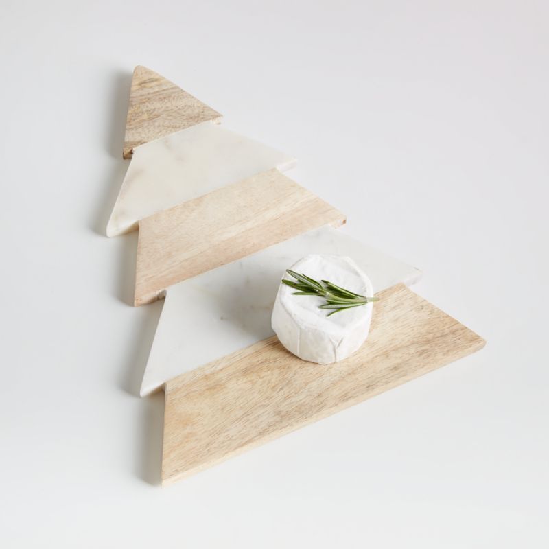 Taiga Holiday Small Wood and Marble Christmas Tree Serving Board Platter + Reviews | Crate & Barr... | Crate & Barrel