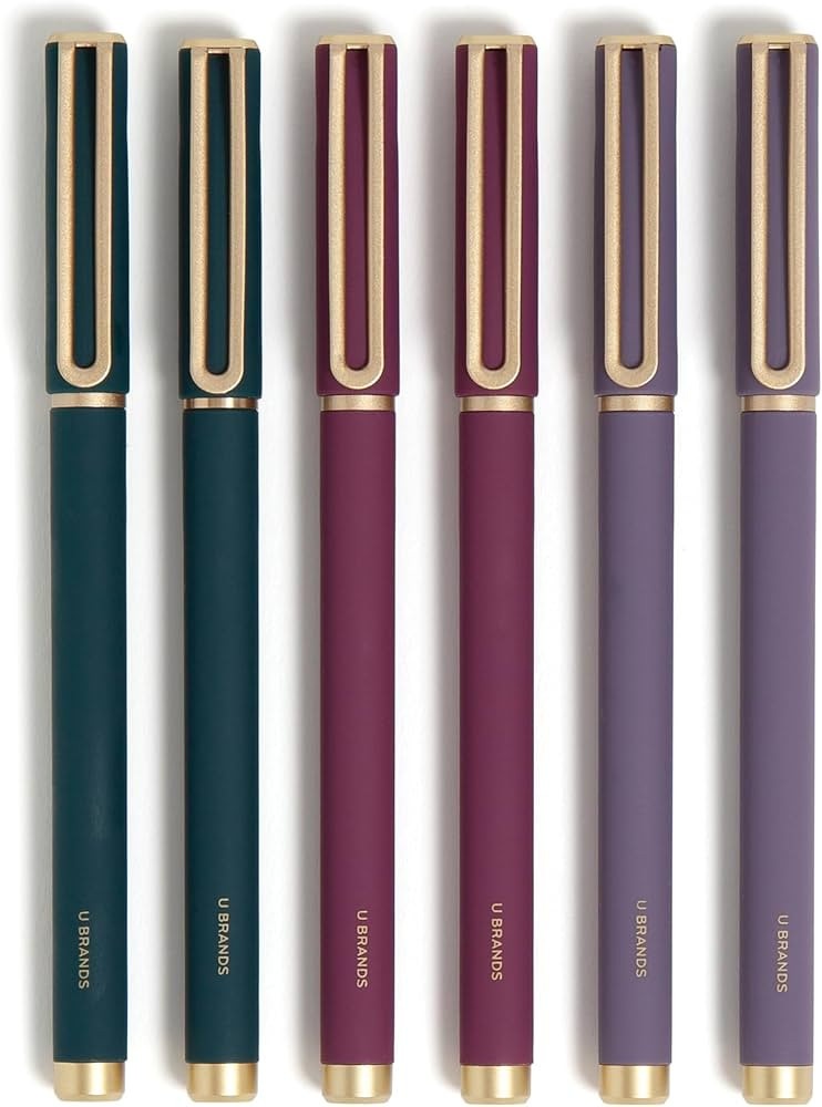 U Brands Catalina Felt Tip Pens, Set of 6, Soft Touch Jewel Tones with Gold Details, Medium (0.7 ... | Amazon (US)