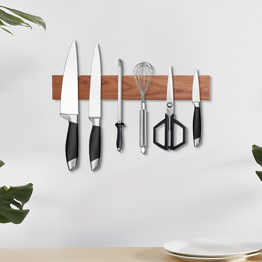 Premium 16 Inch Dark Walnut Wood Magnetic Knife Holder – Professional Wooden Magnetic Knife Strip -  | Amazon (US)