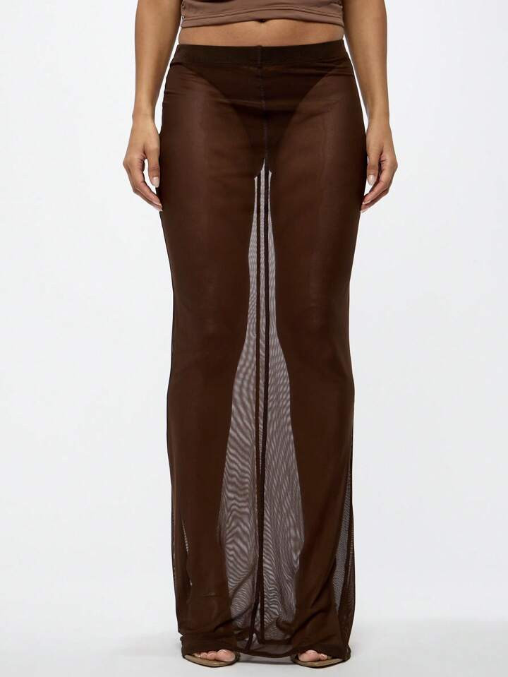 SUMWON WOMEN Long Mesh Maxi Skirt | SHEIN