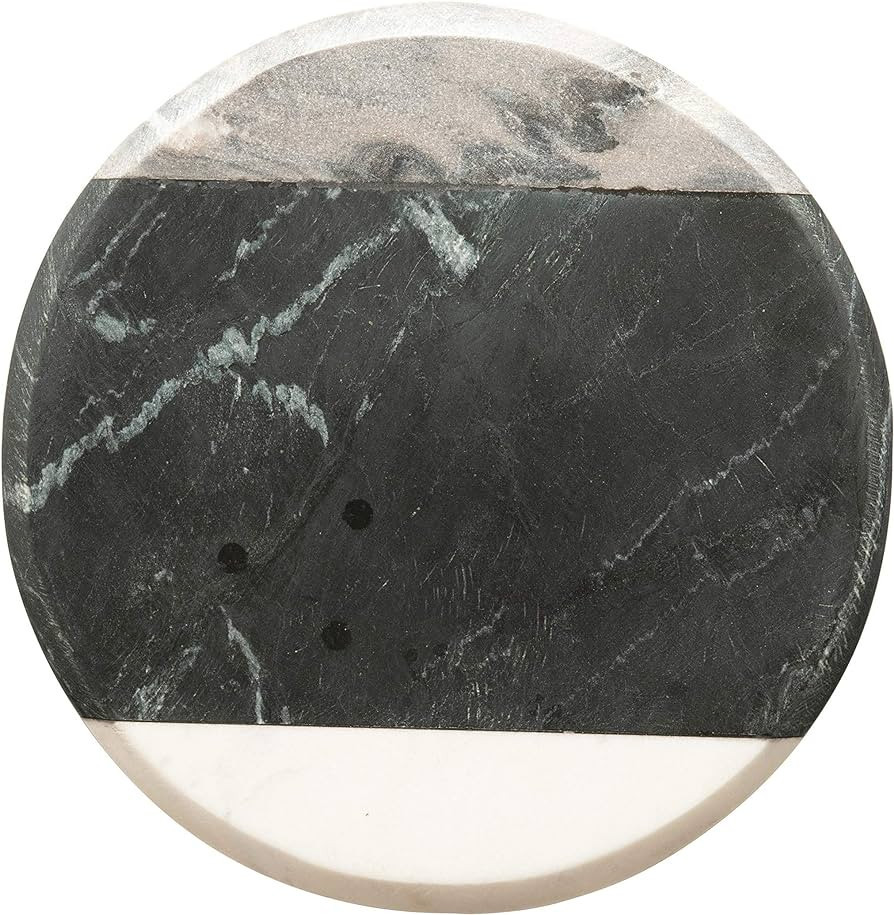 Creative Co-Op Round Marble Cheese/Cutting Board, Grey, Black & White | Amazon (US)