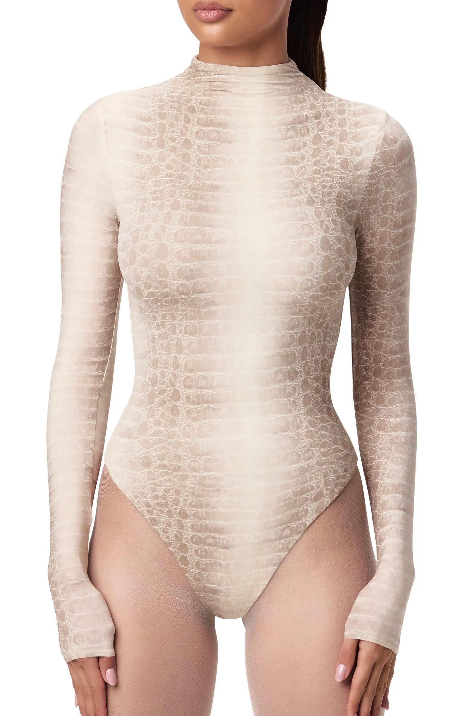 Naked Snakeskin Print Long Sleeve Bodysuit | Nordstrom