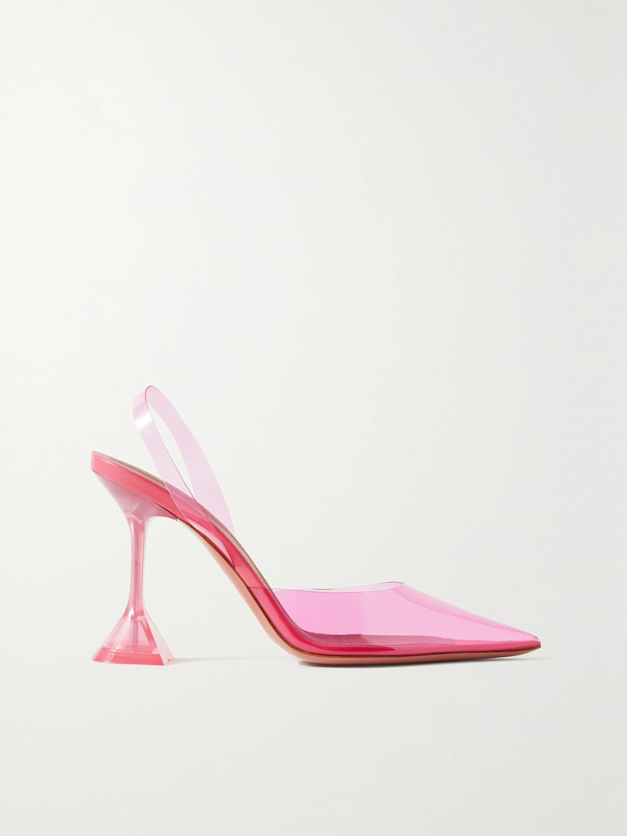 Amina Muaddi - Holli Glass Pvc And Leather Slingback Pumps - Pink | NET-A-PORTER (US)